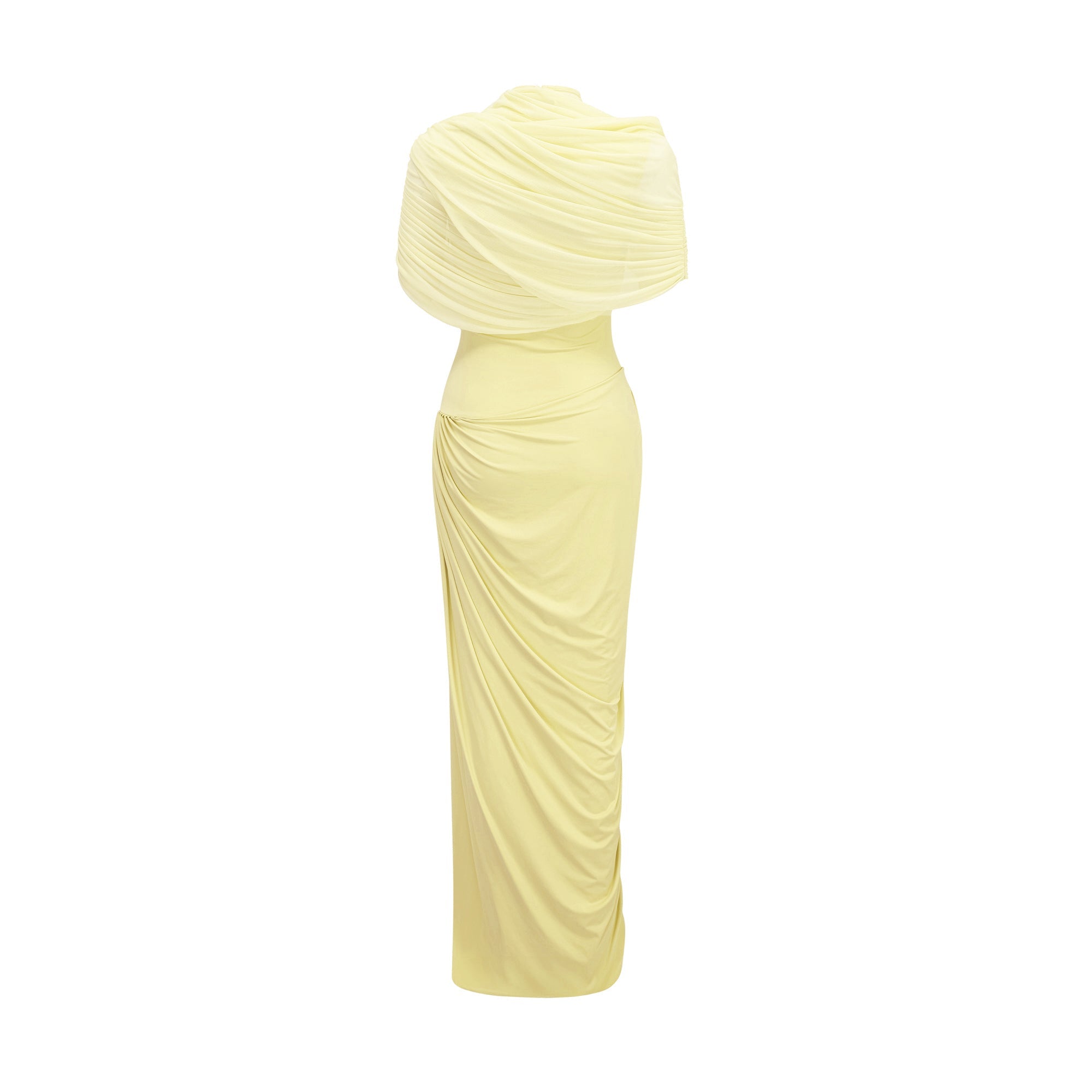 Catherine asymmetrical pleated maxi dress in Yellow (Final Sale-US Only)