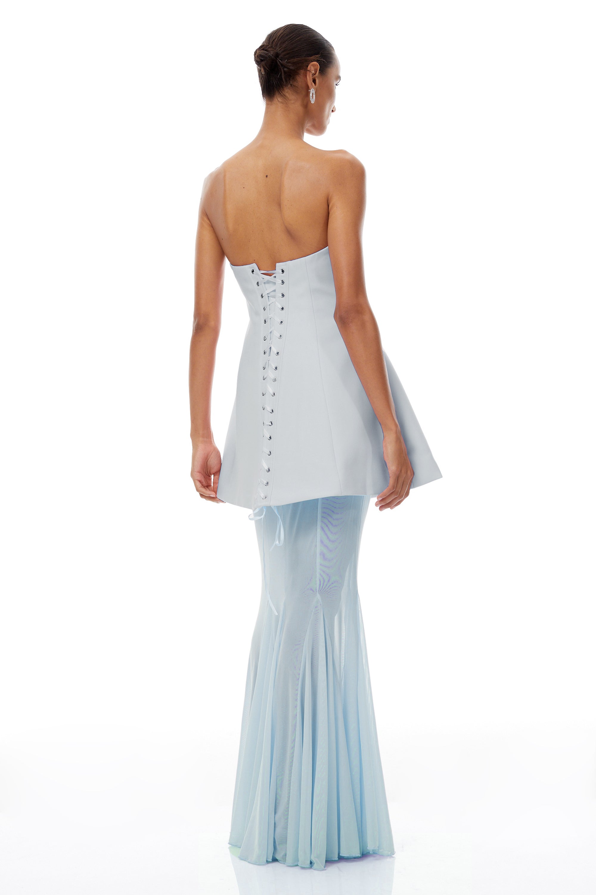 Mélanie Blue Corset Dress & Mesh Skirt Set