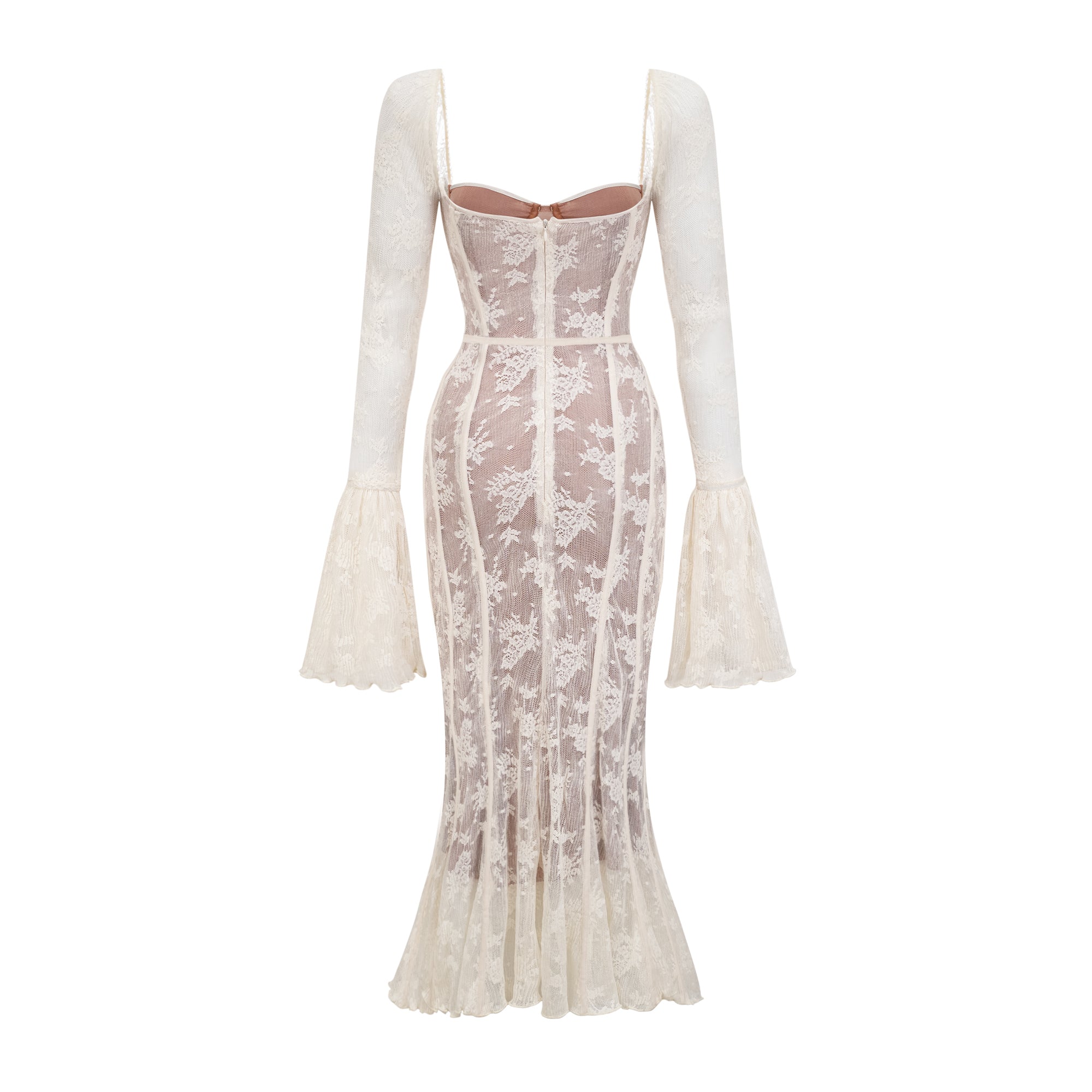 Marlene White Flared Lace Maxi Dress (Final Sale-US Only)