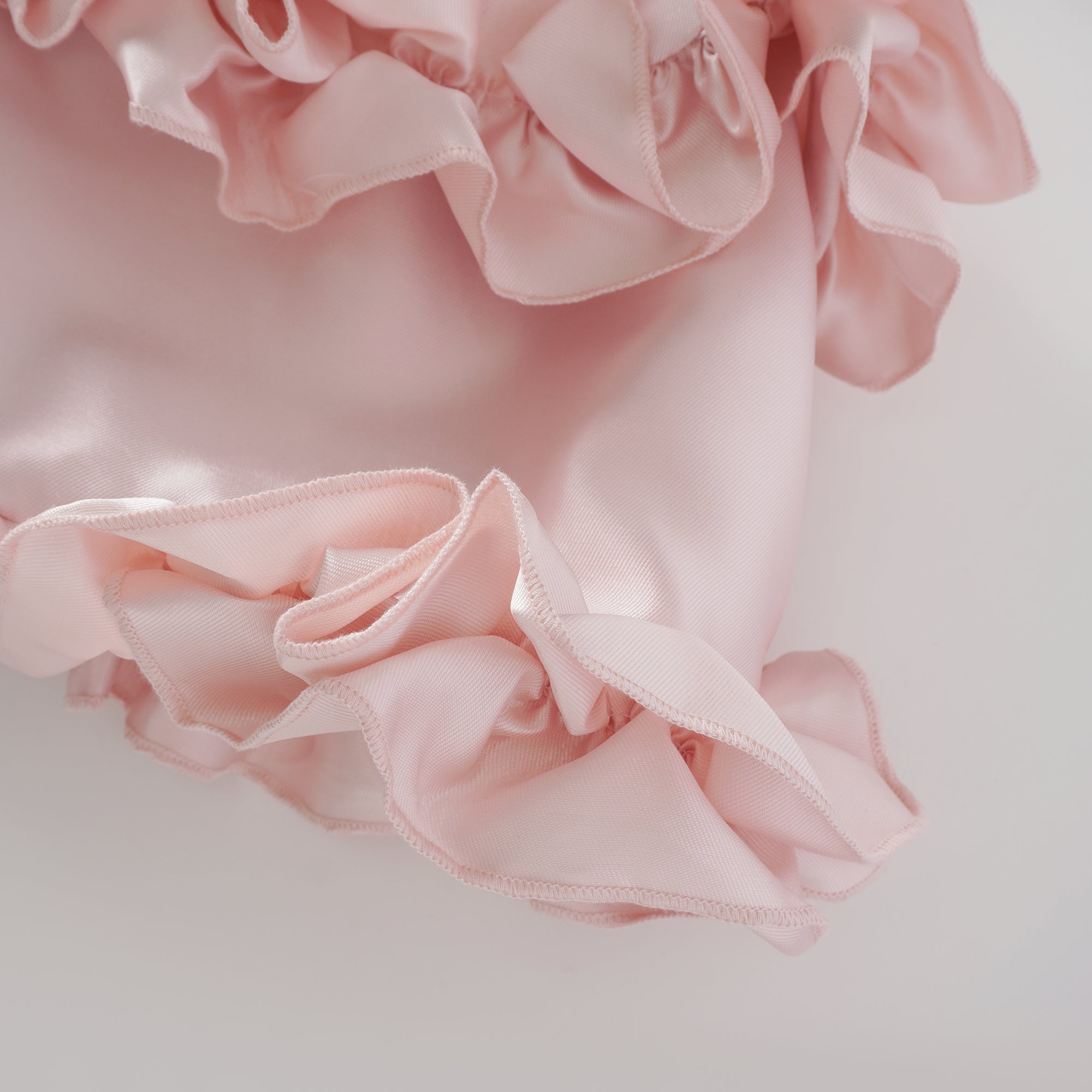 Laurine Pink Ruffled Satin Mini Dress