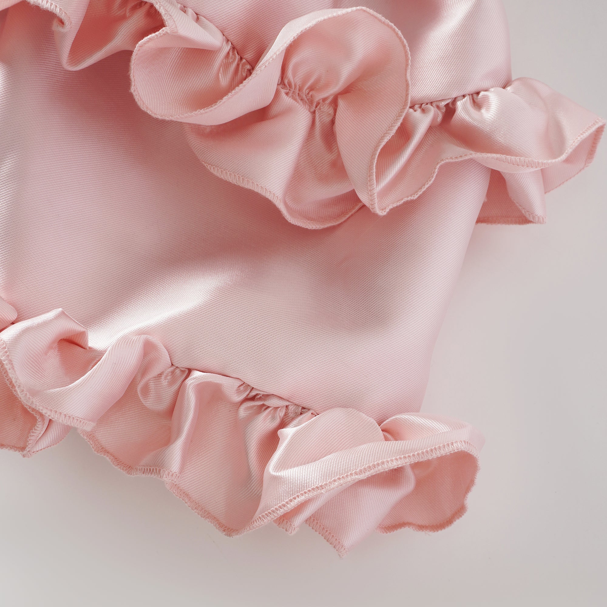 Laurine Pink Ruffled Satin Mini Dress