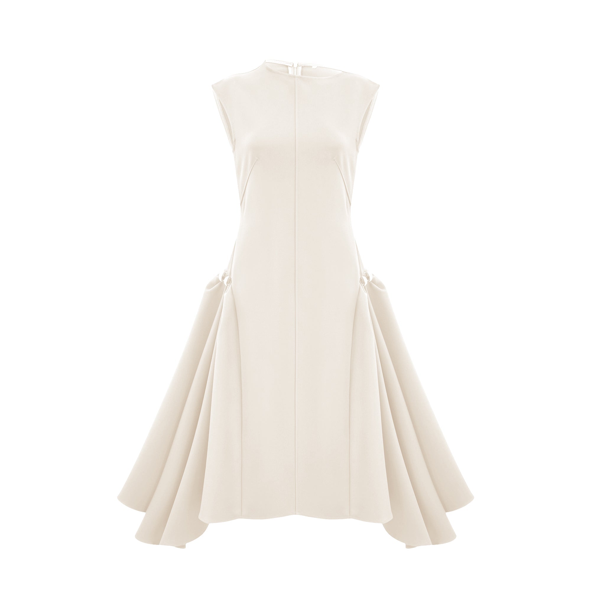 Jenifier white asymmetrical midi dress