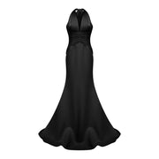 Emmeline Black Train Design Gathered Maxi Dress (Final Sale-US Only)