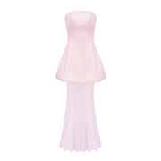 Mélanie Pink Corset Dress & Mesh Skirt Set