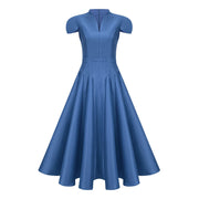 Aventin Blue Godet Design Midi Dress