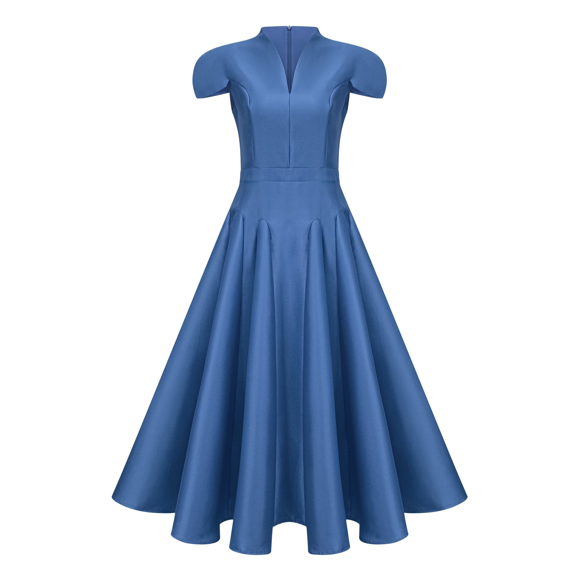 Aventin Blue Godet Design Midi Dress
