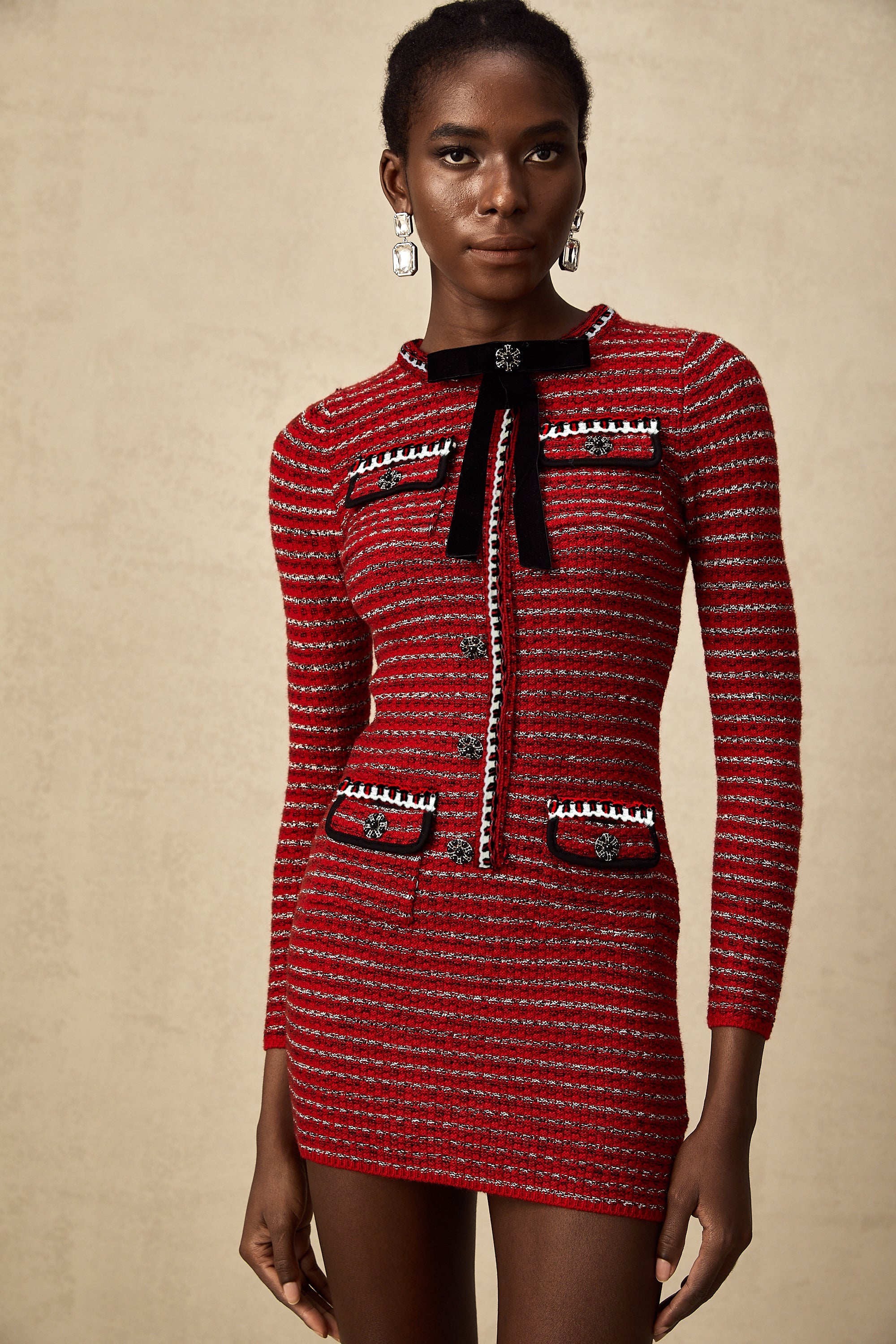 Faustine bow-detailed knit mini dress (Final Sale-US Only)