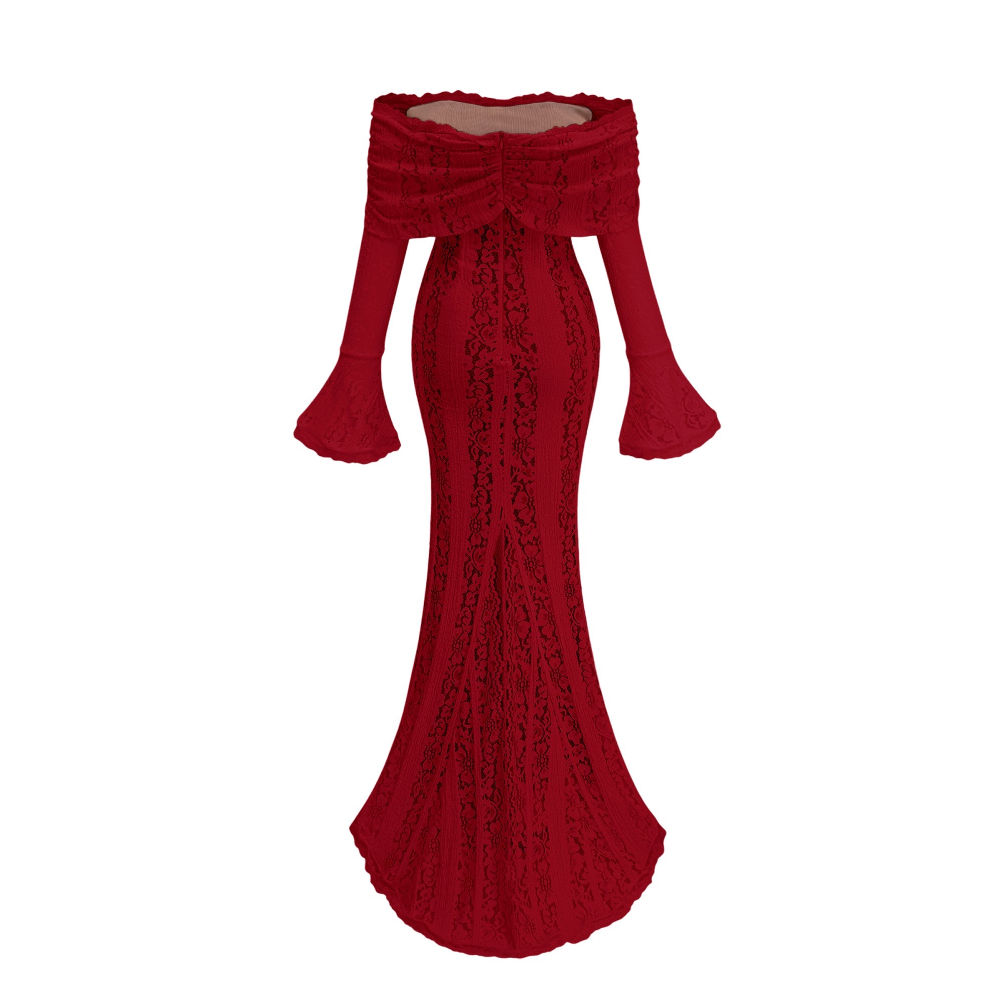 Émeline floral lace train-design maxi dress in Red (Final Sale-US Only)