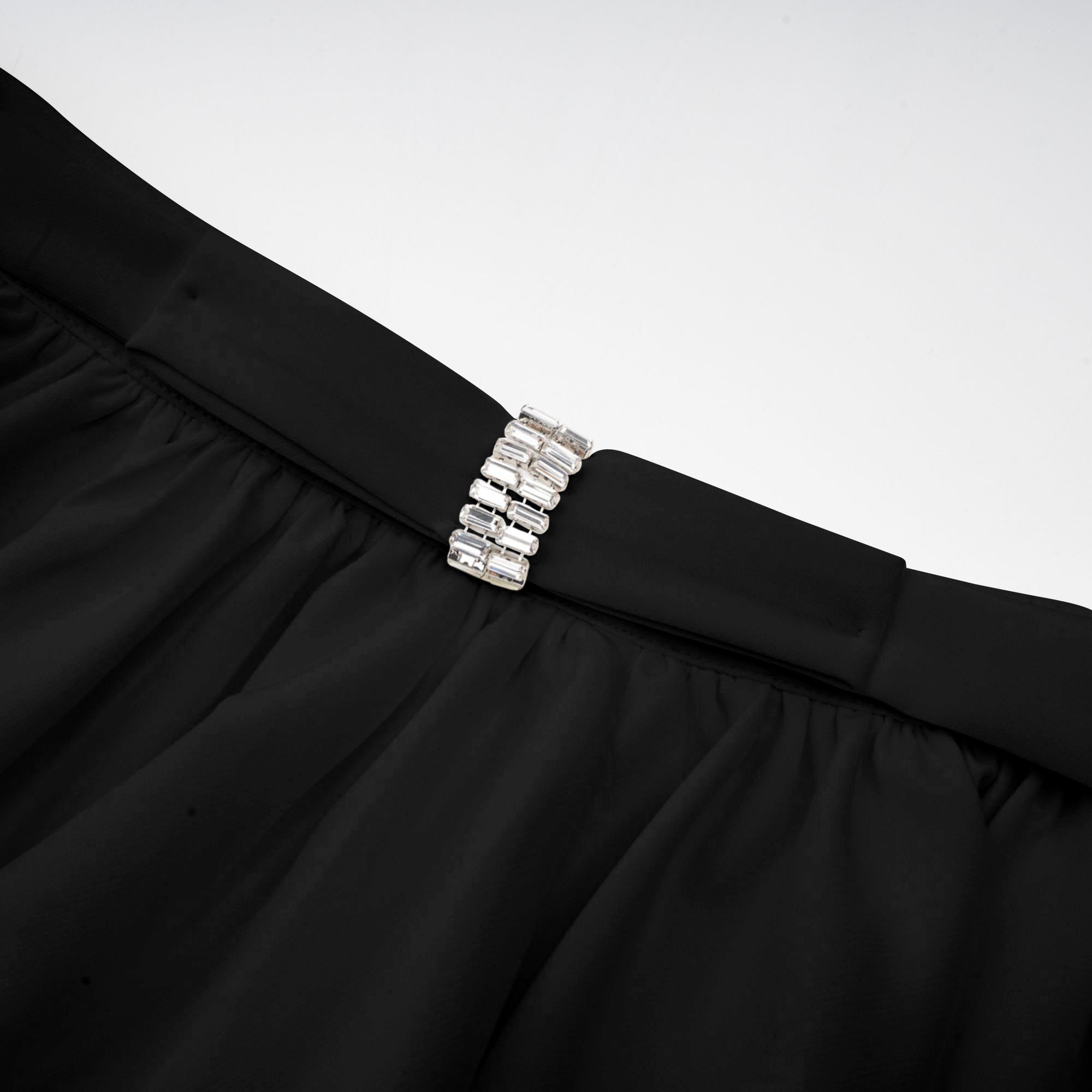 Andrea asymmetrical tulle blouse & skirt matching set in Black
