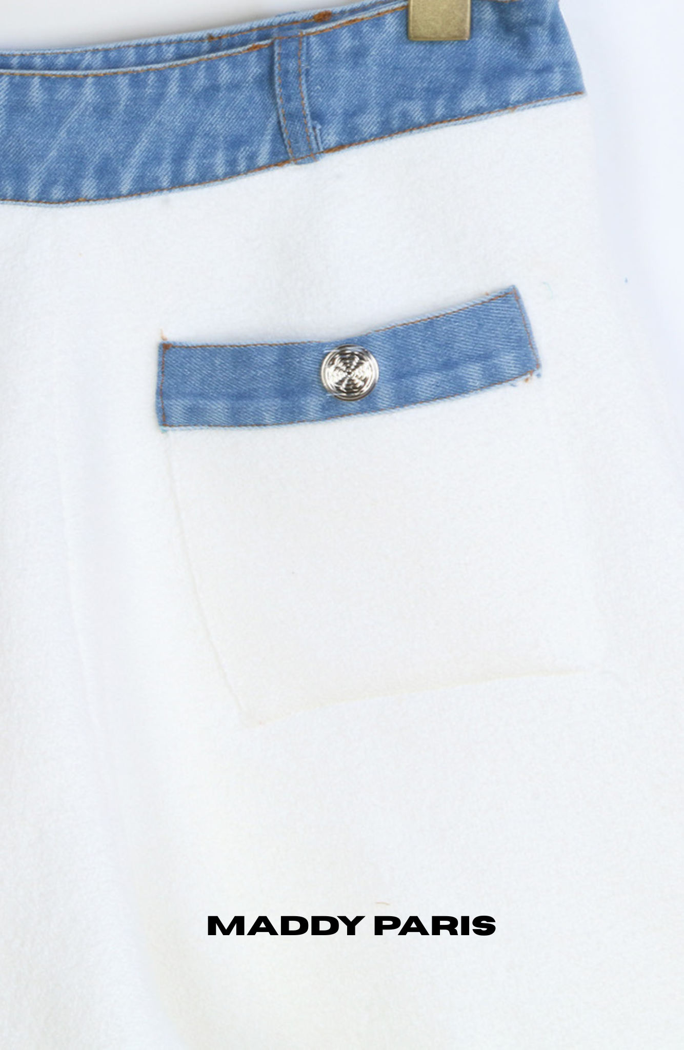 MADDY ELLIOT WHITE DENIM-TRIM COTTON-BLEND BOUCLÉ SHORTS - WHITE