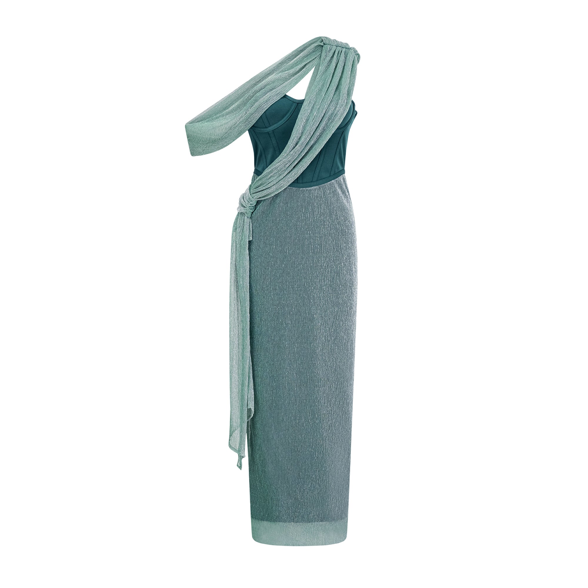 Delphine green ribbon-design corset maxi dress (Final Sale-US Only)