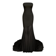 Josiane Black Off-shoulder Sheer Tulle Maxi Dress (Final Sale-US Only)