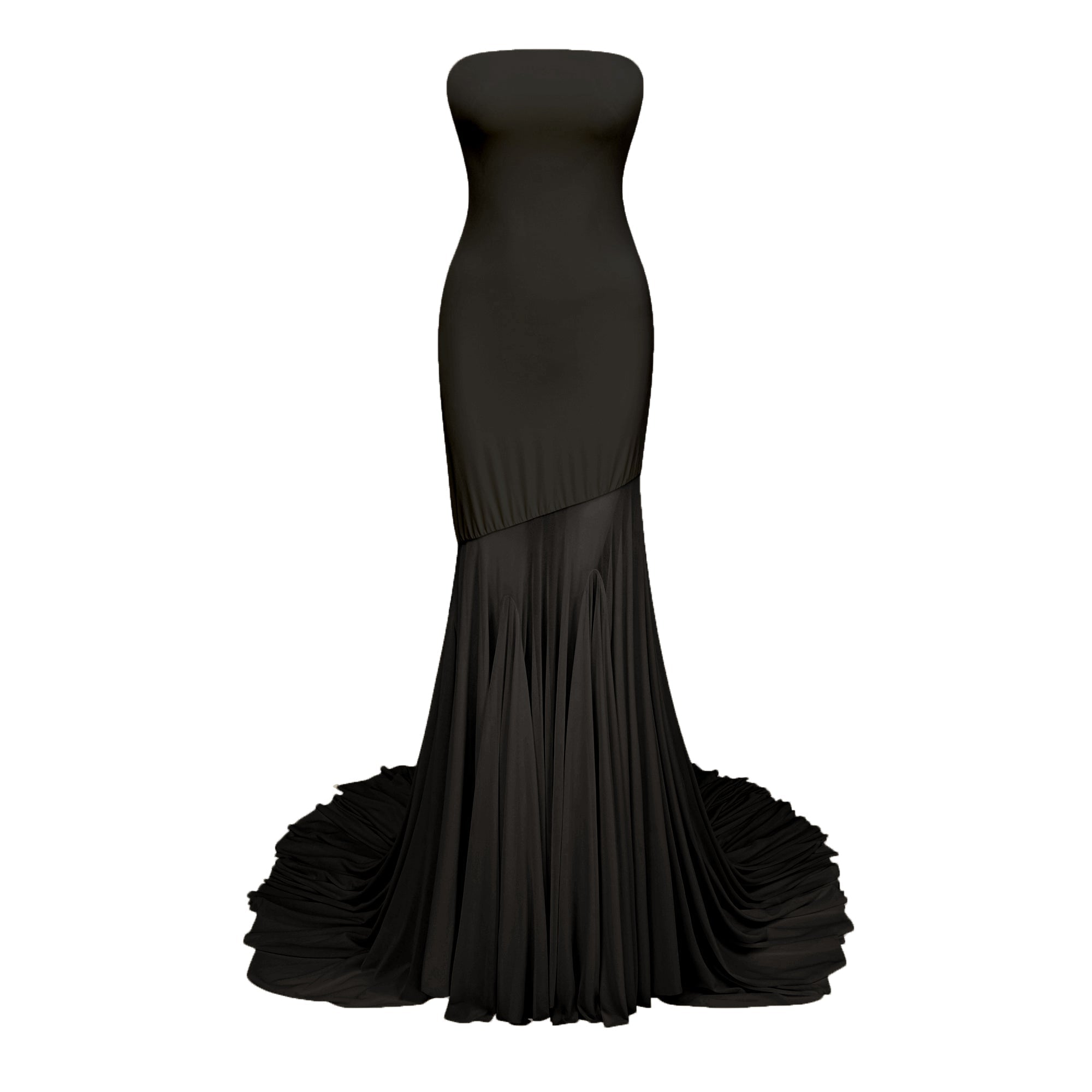 Josiane Black Off-shoulder Sheer Tulle Maxi Dress (Final Sale-US Only)