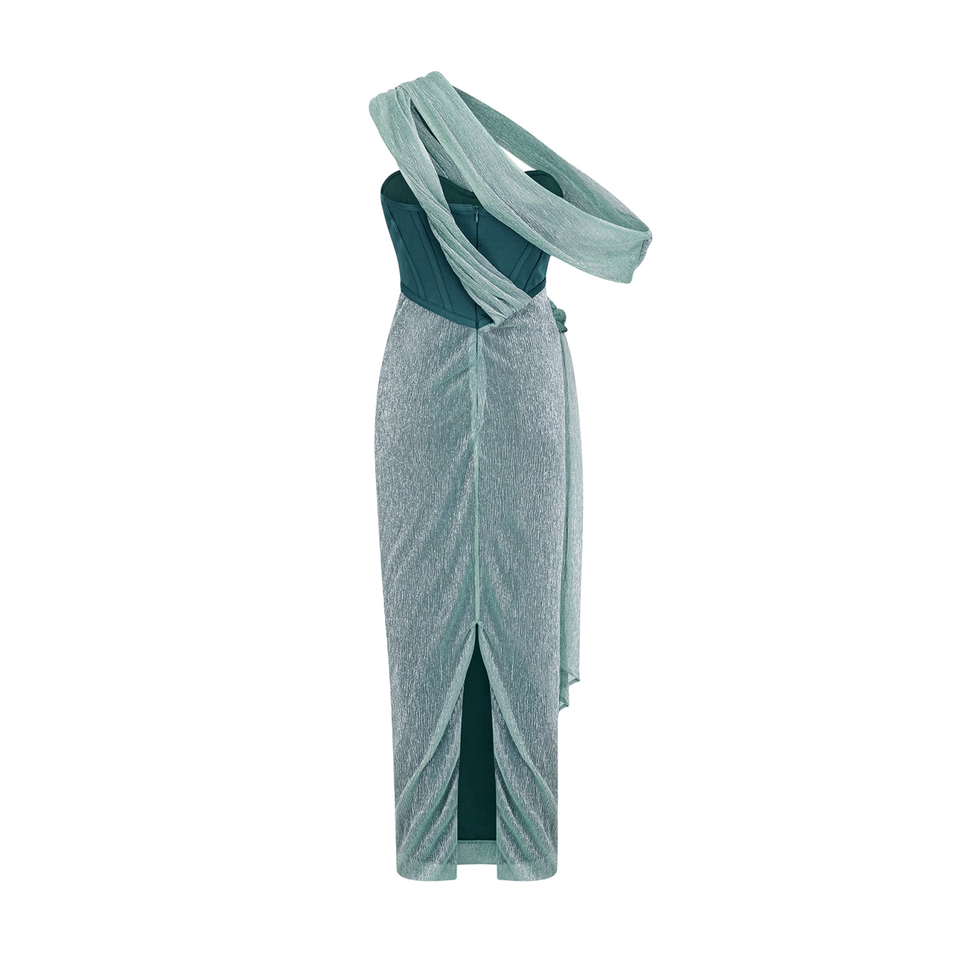 Delphine green ribbon-design corset maxi dress (Final Sale-US Only)