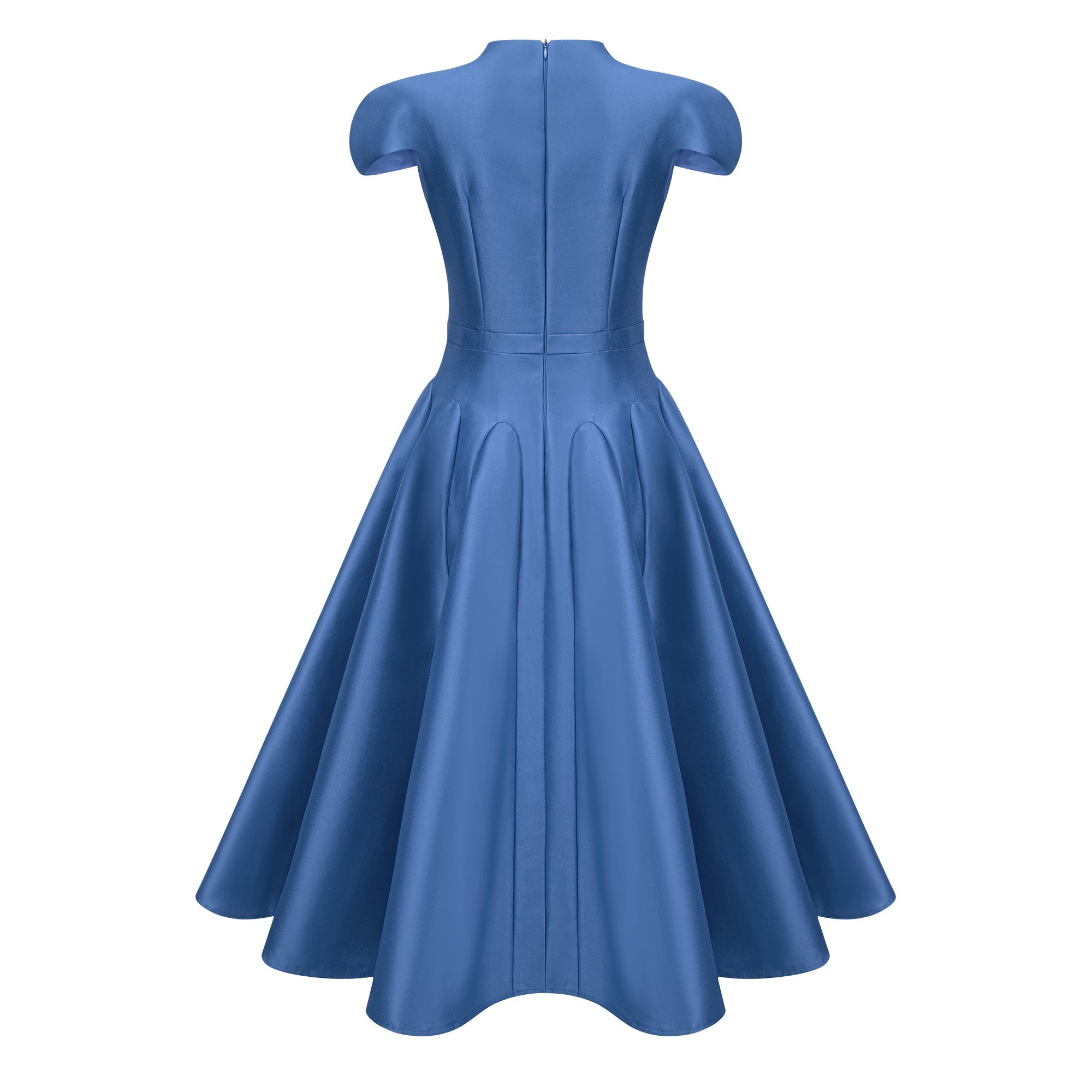 Aventin Blue Godet Design Midi Dress (Final Sale-US Only)