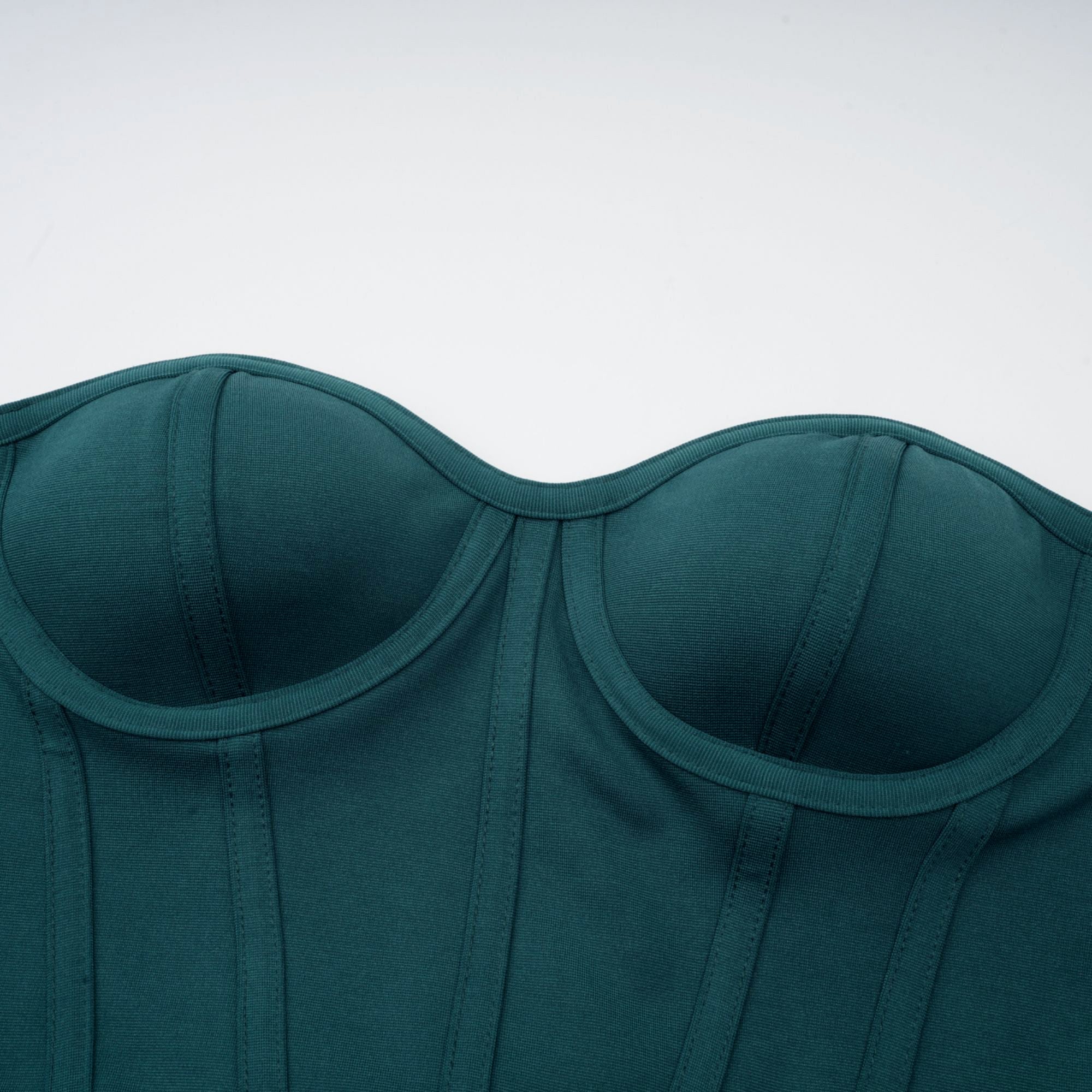 Delphine green ribbon-design corset maxi dress (Final Sale-US Only)