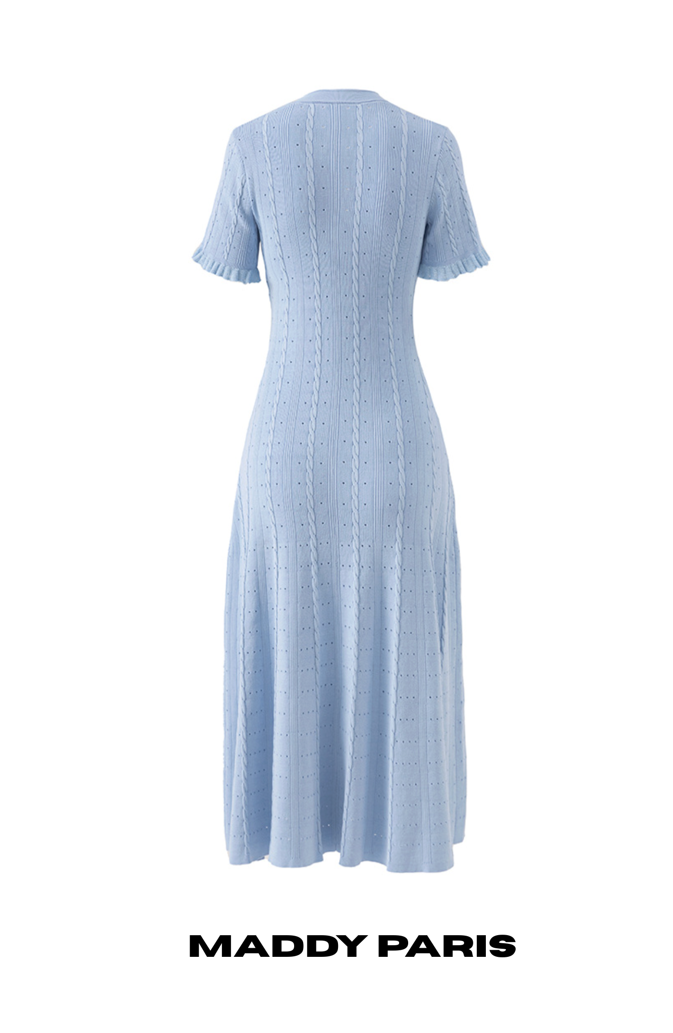 SANDRO GISELLE KNIT MIDI DRESS - LIGHT BLUE
