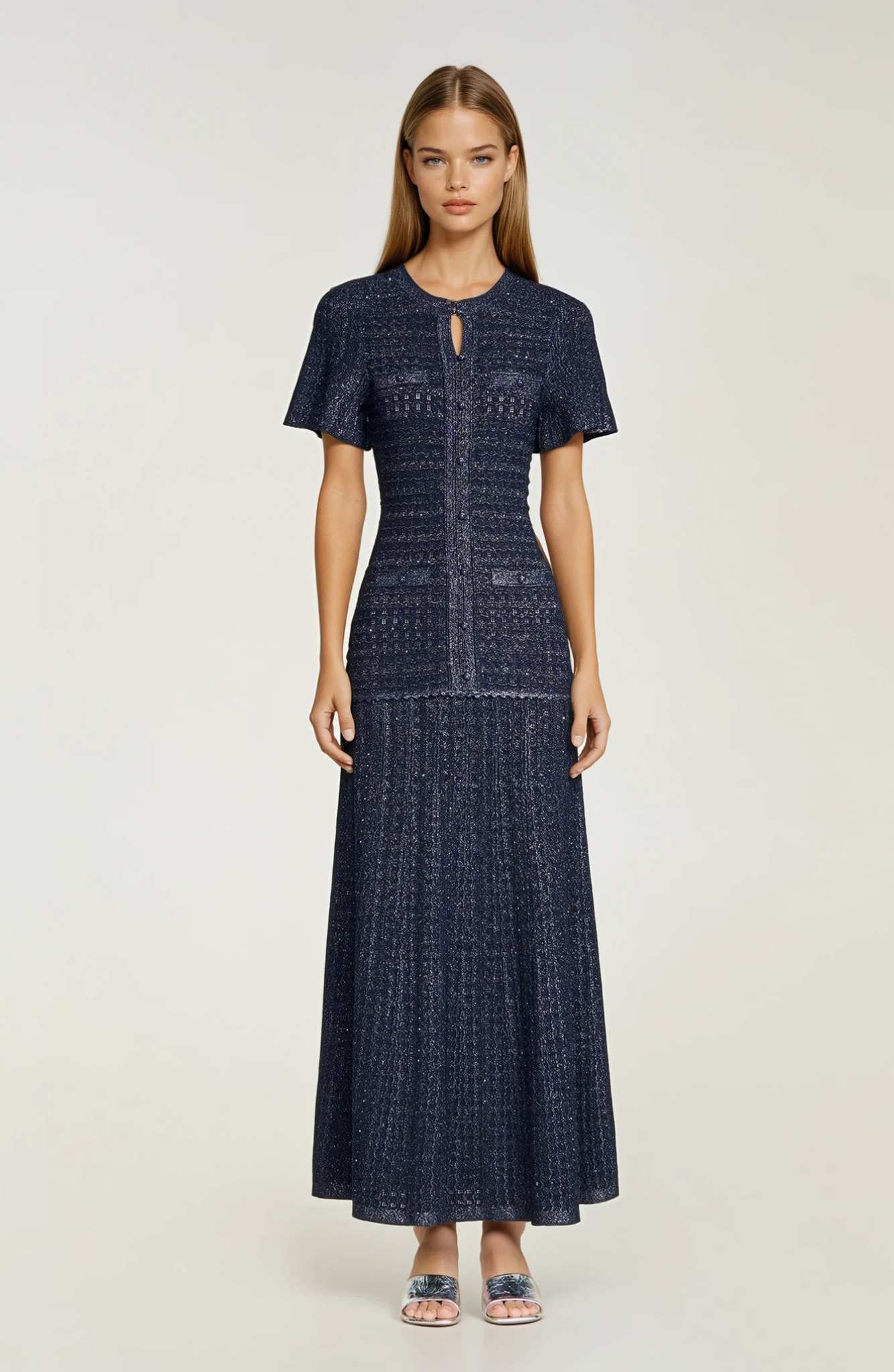CELINE KNIT MIDI DRESS - WHITE CELINE KNIT MIDI DRESS - WHITE