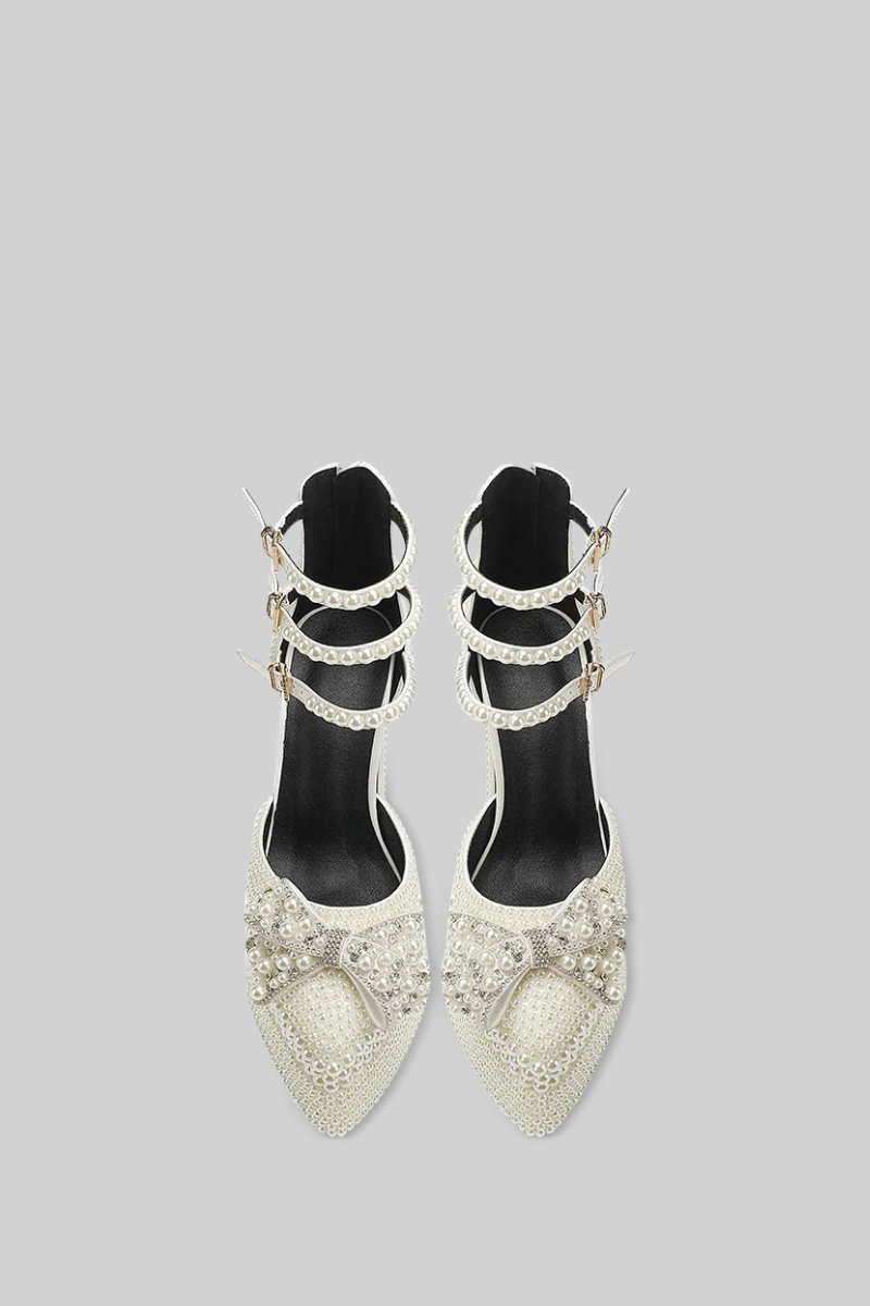 BELLARINA Pearl embellishment platform pumps - White