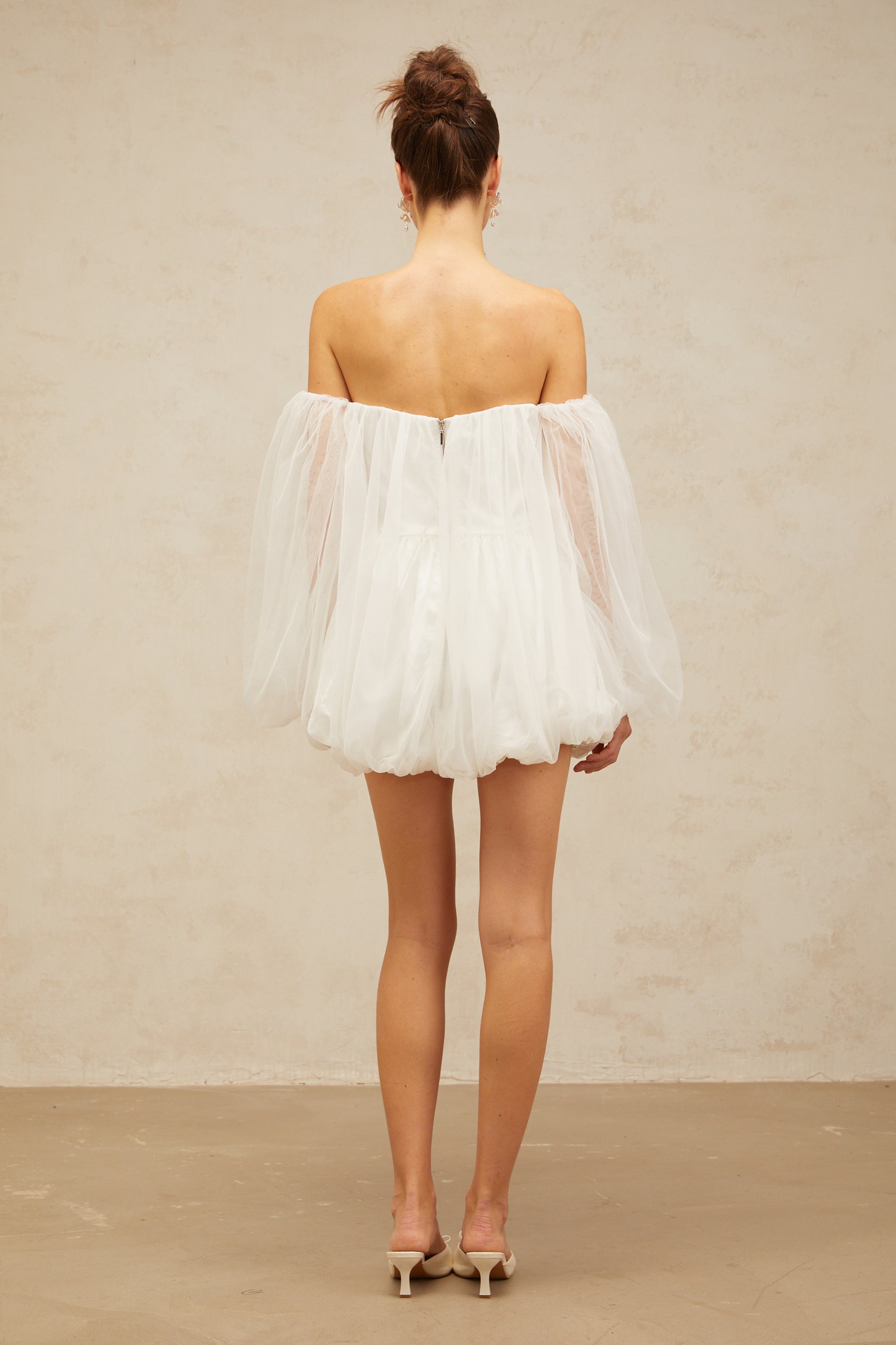 Avril layered bubble tulle mini dress in White (Final Sale-US Only)