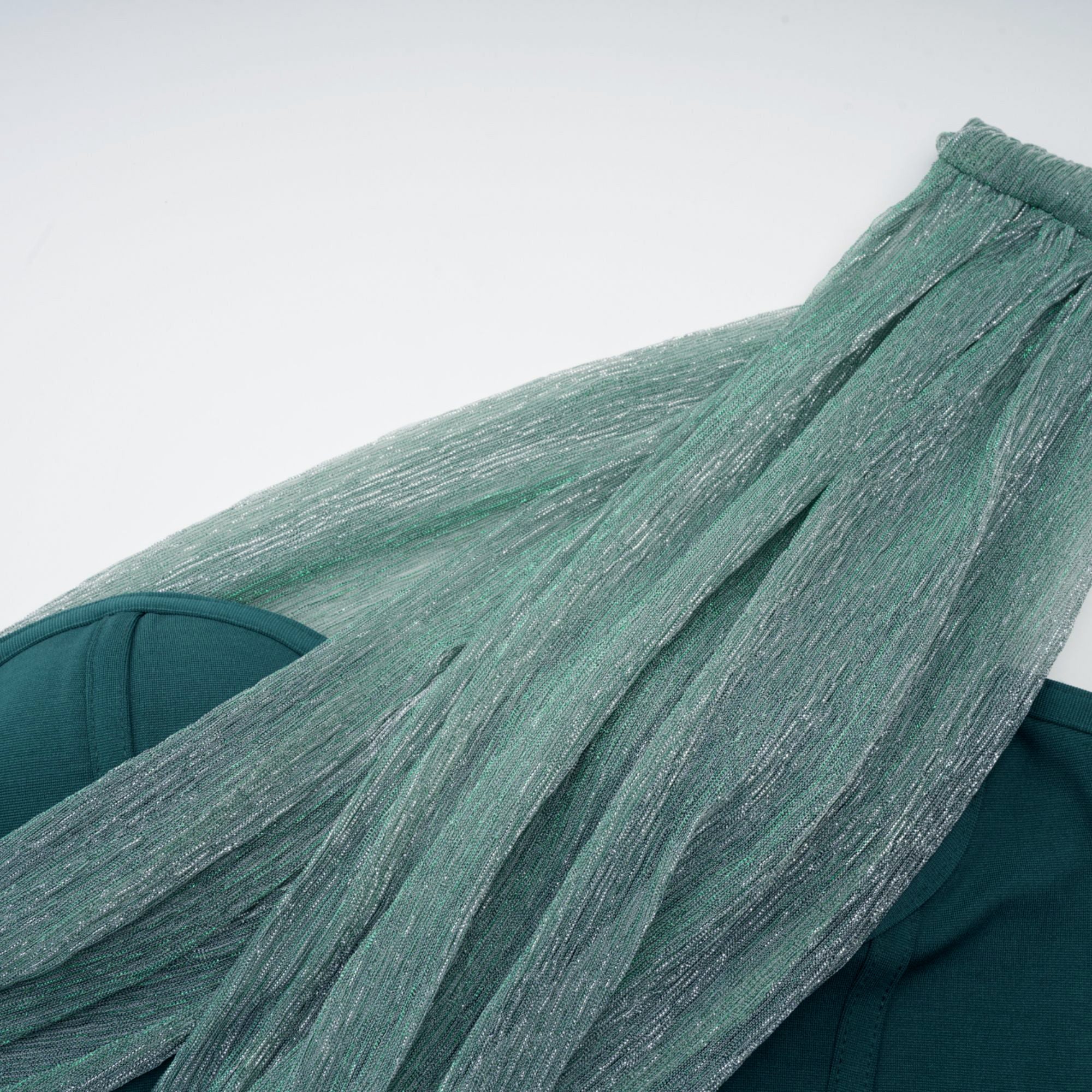 Delphine green ribbon-design corset maxi dress (Final Sale-US Only)