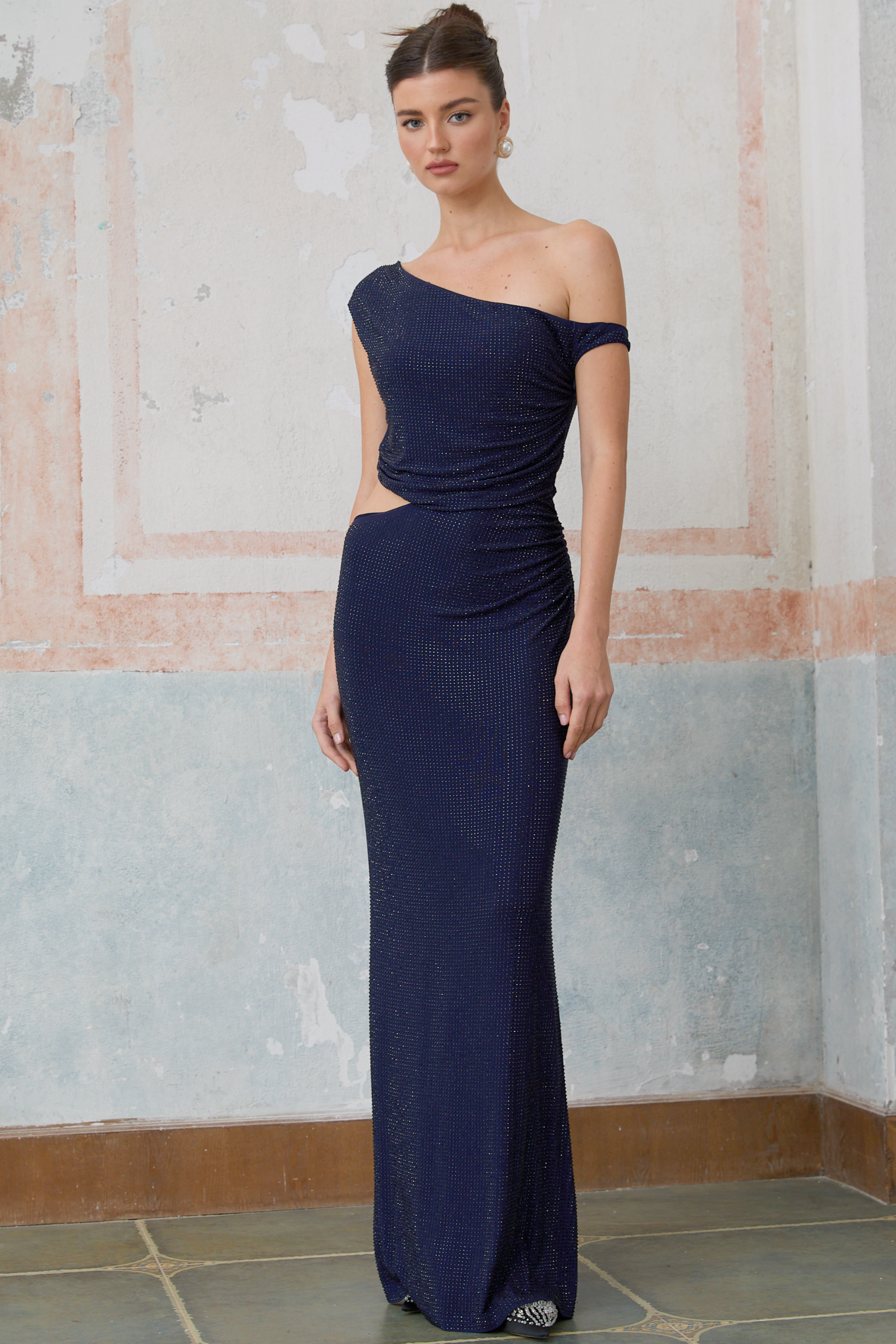 Alizée blue cut-out rhinestone maxi dress (Final Sale-US Only)