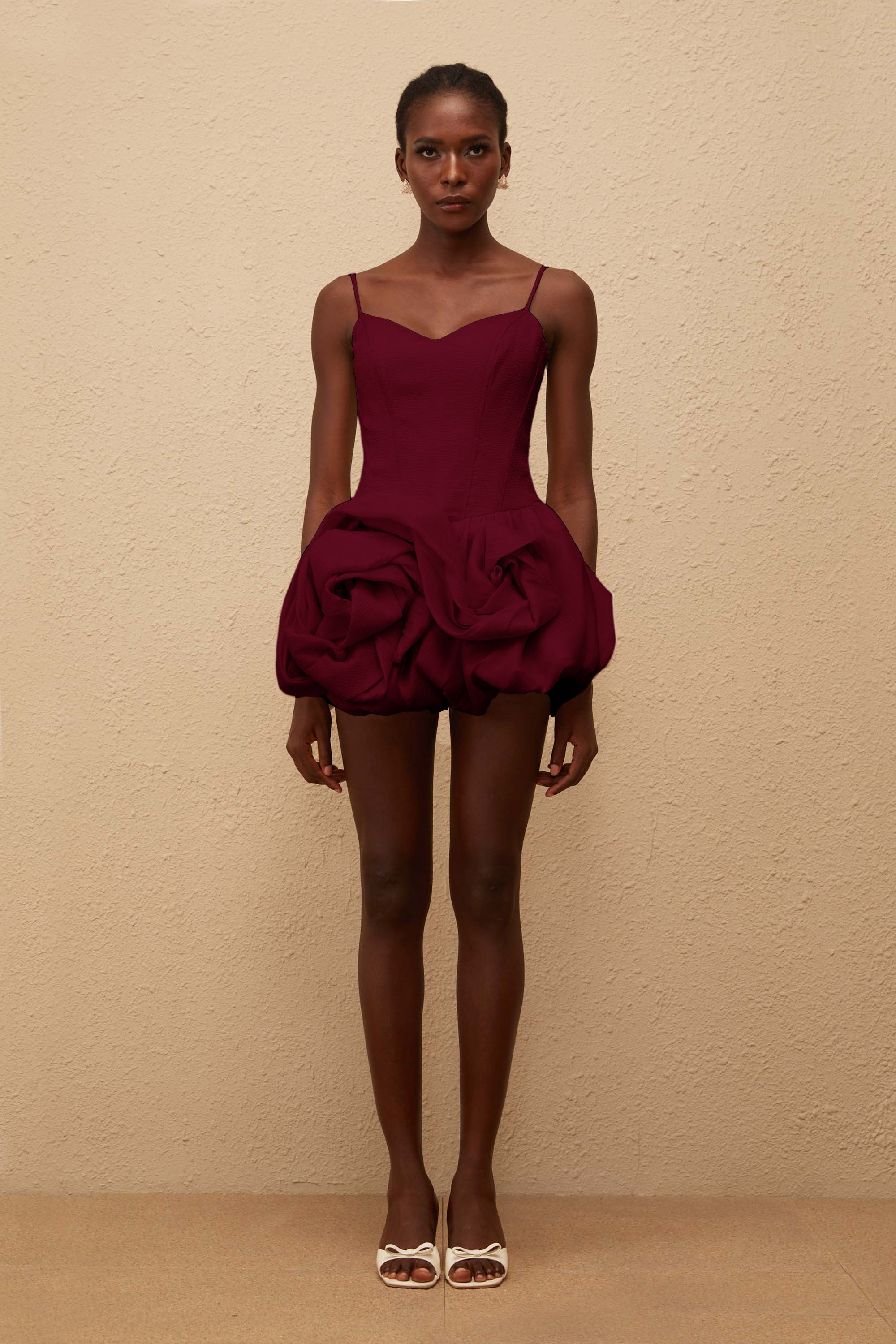 Melanie Red 3D Petal Bubble Mini Dress