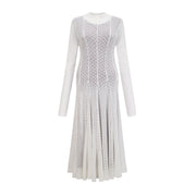 Athena wavy-pattern lace maxi dress in White  (Final Sale-US Only)