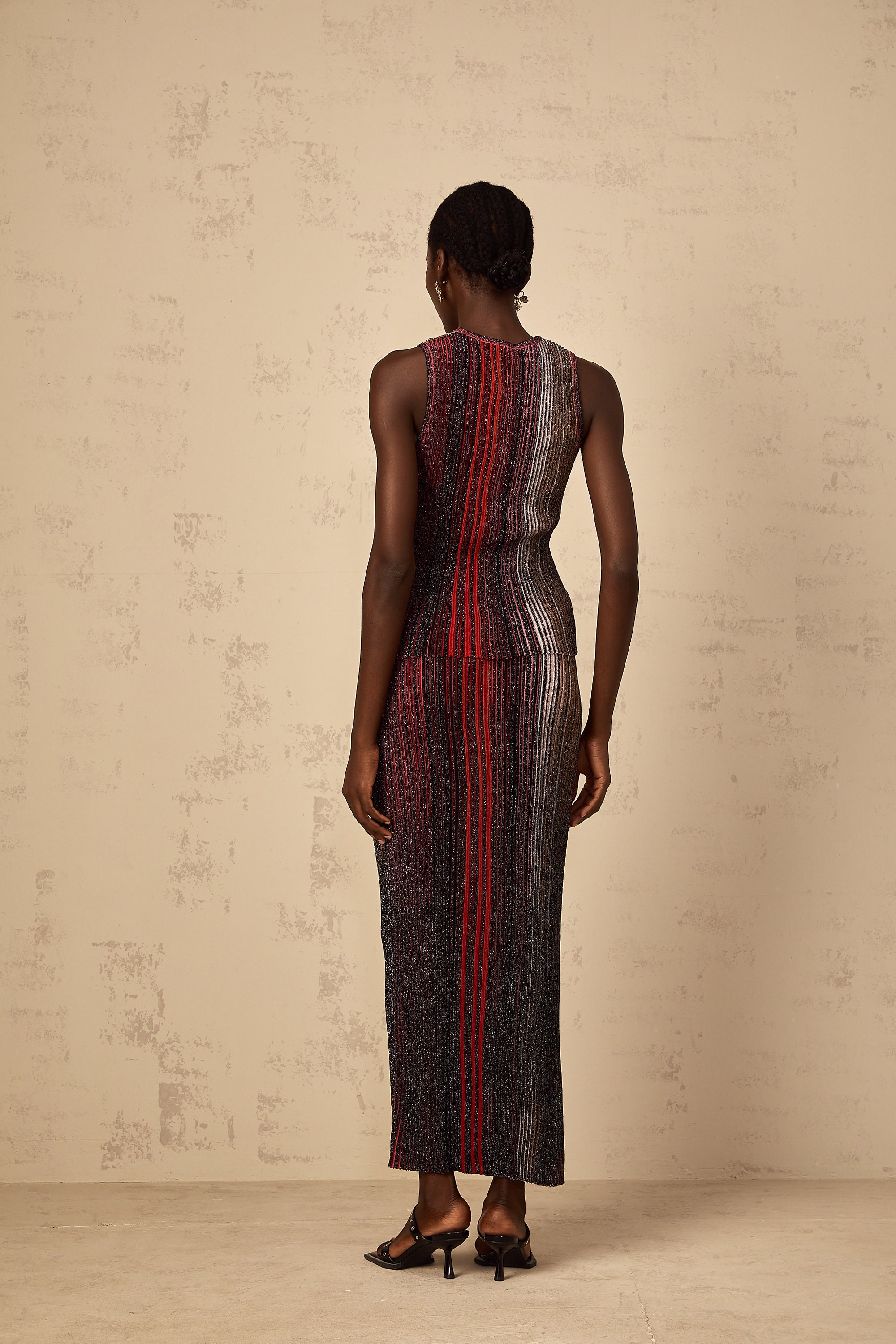 Ulysse Red Glitter Pleated Knit Matching Set (Final Sale-US Only)