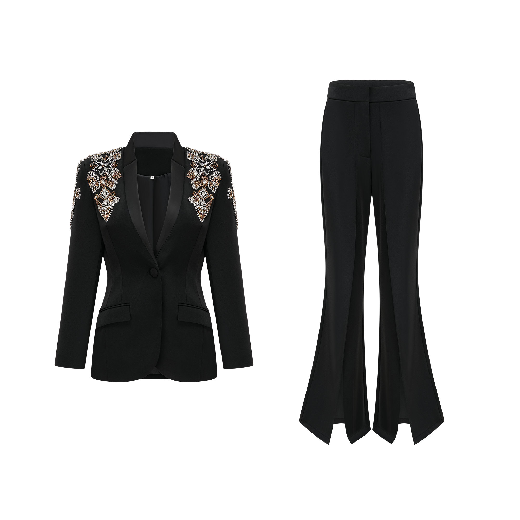 Delphine black embellished jacket & trousers matching set (Final Sale-US Only)