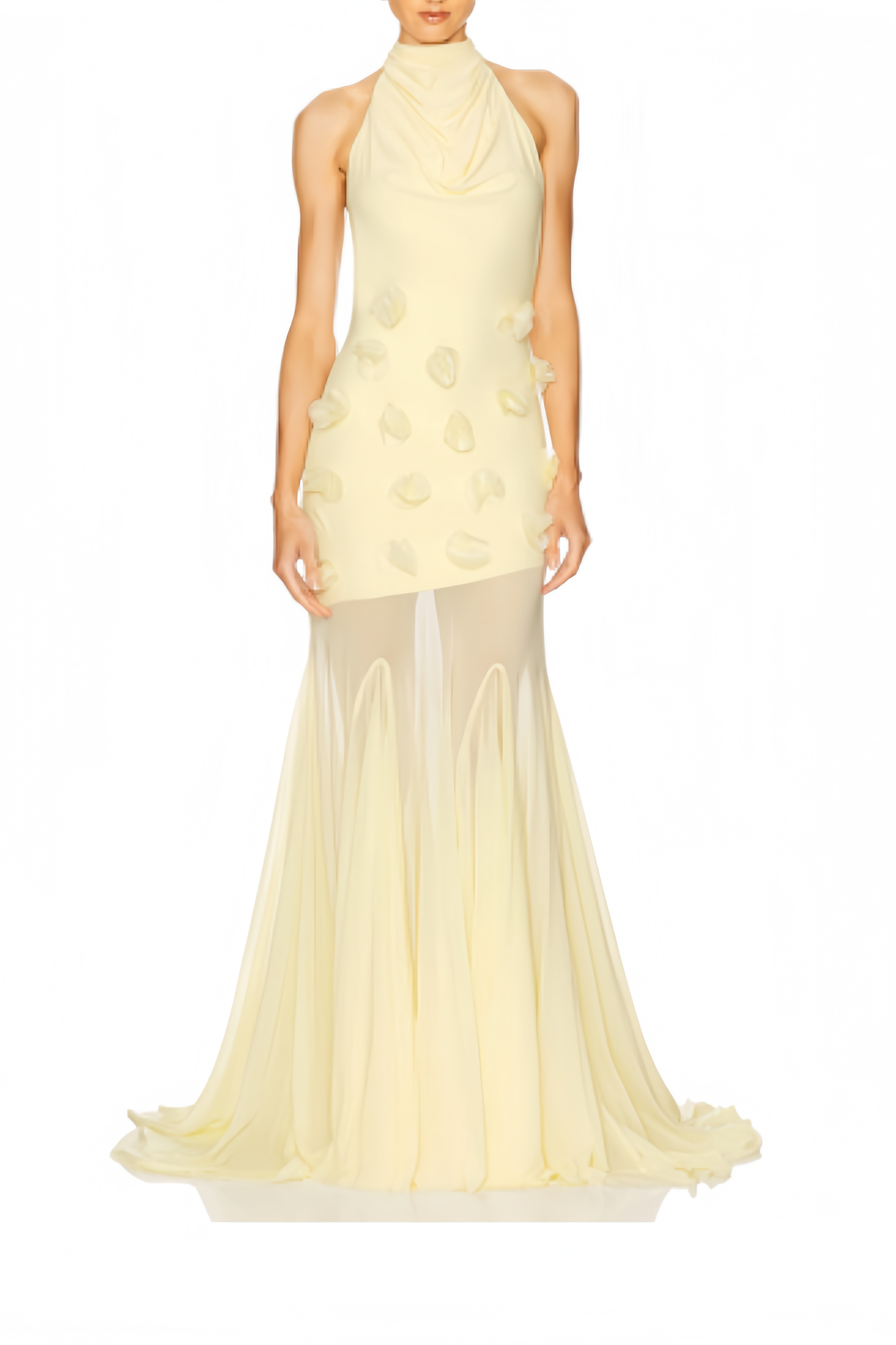 Yvette Yellow 3D Petal Mermaid Maxi Dress