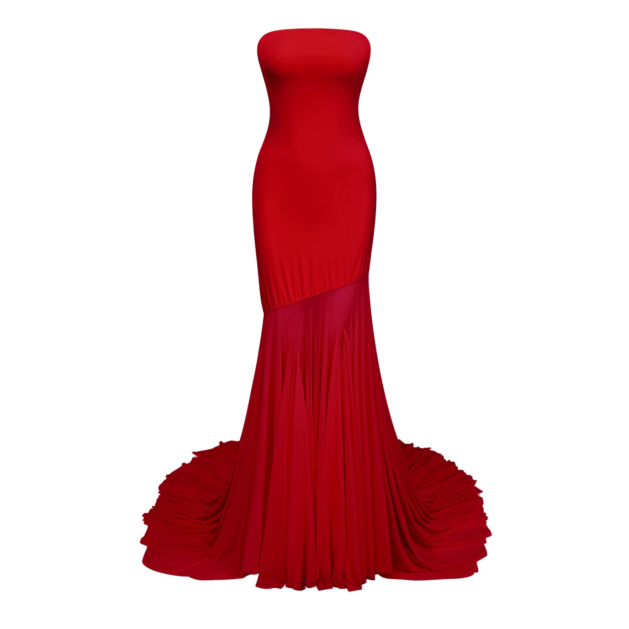 Josiane red off-shoulder sheer tulle maxi dress (Final Sale)