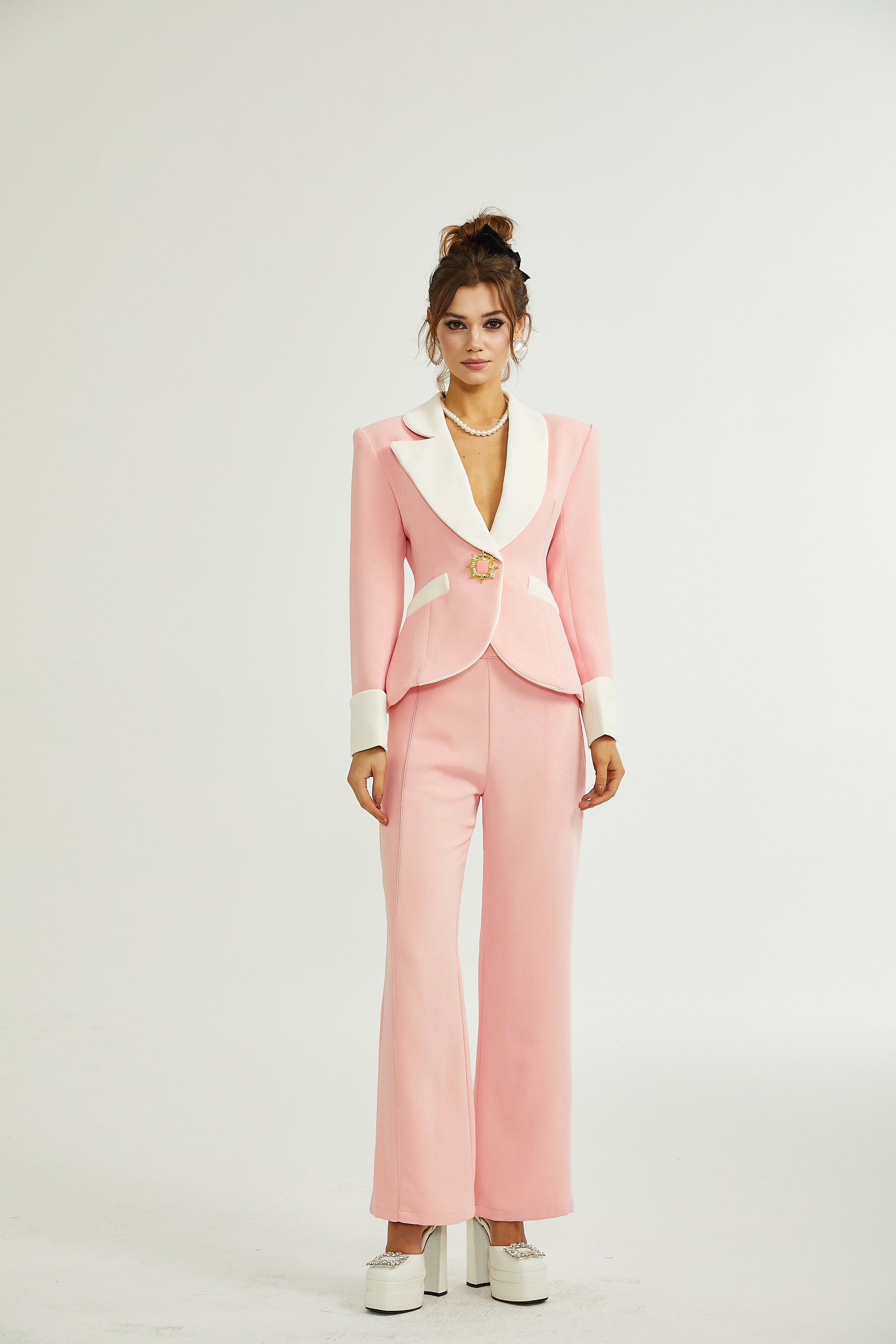 Claretta colour-block blazer & pants matching set (Final Sale-US Only)