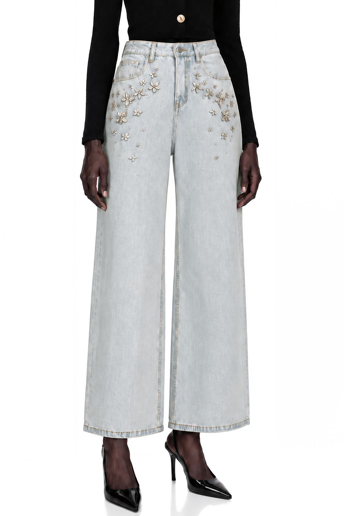 mélanie light-blue embellished denim jeans