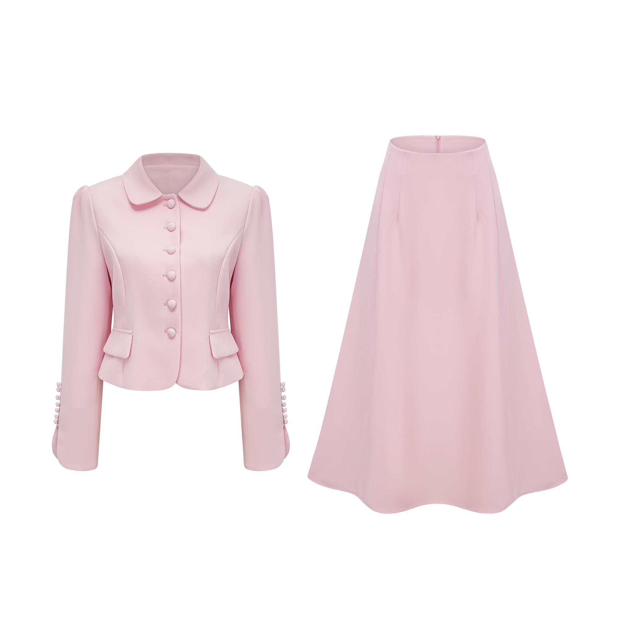 Eira Pink Peter Pan Collar Jacket & Skirt Set (Final Sale-US Only)