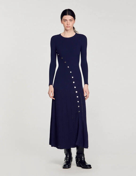 SANDRO Knit Midi Dress - Blue