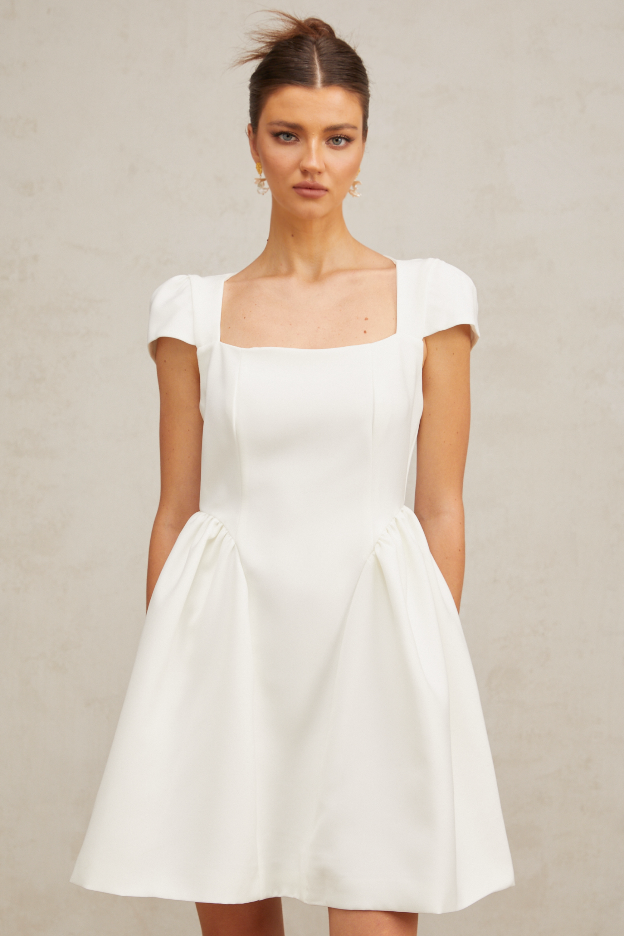 Raphaëla white cap-sleeve mini dress (US Only)