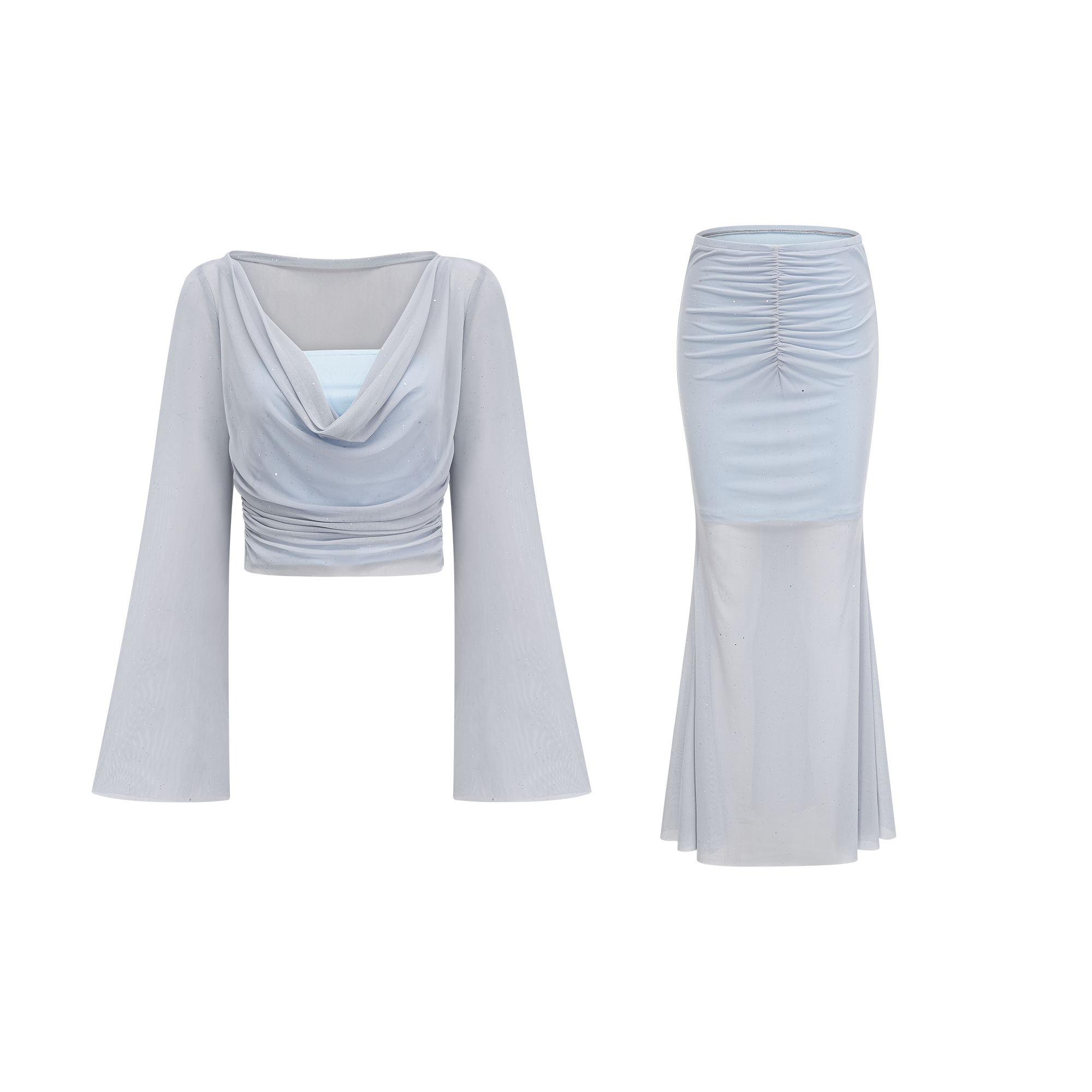 Paulette semi-sheer top & skirt matching set (Final Sale-US Only)