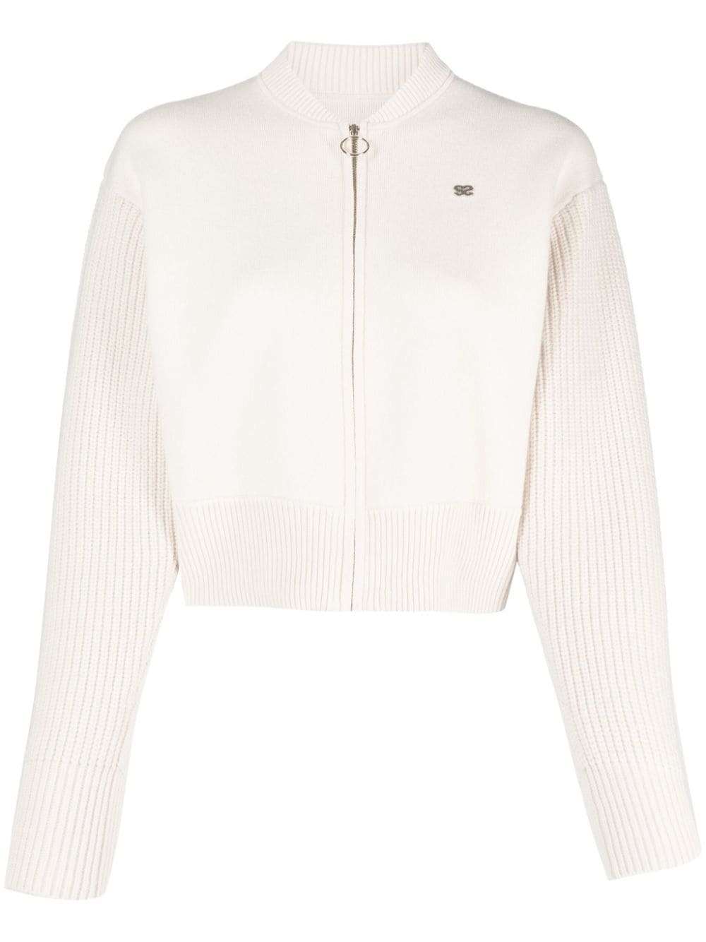 SANDRO logo-embroidered knitted jacket - White