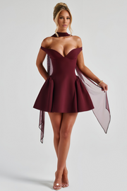 Ifig Burgundy V-neck Corset Mini Dress (Final Sale)