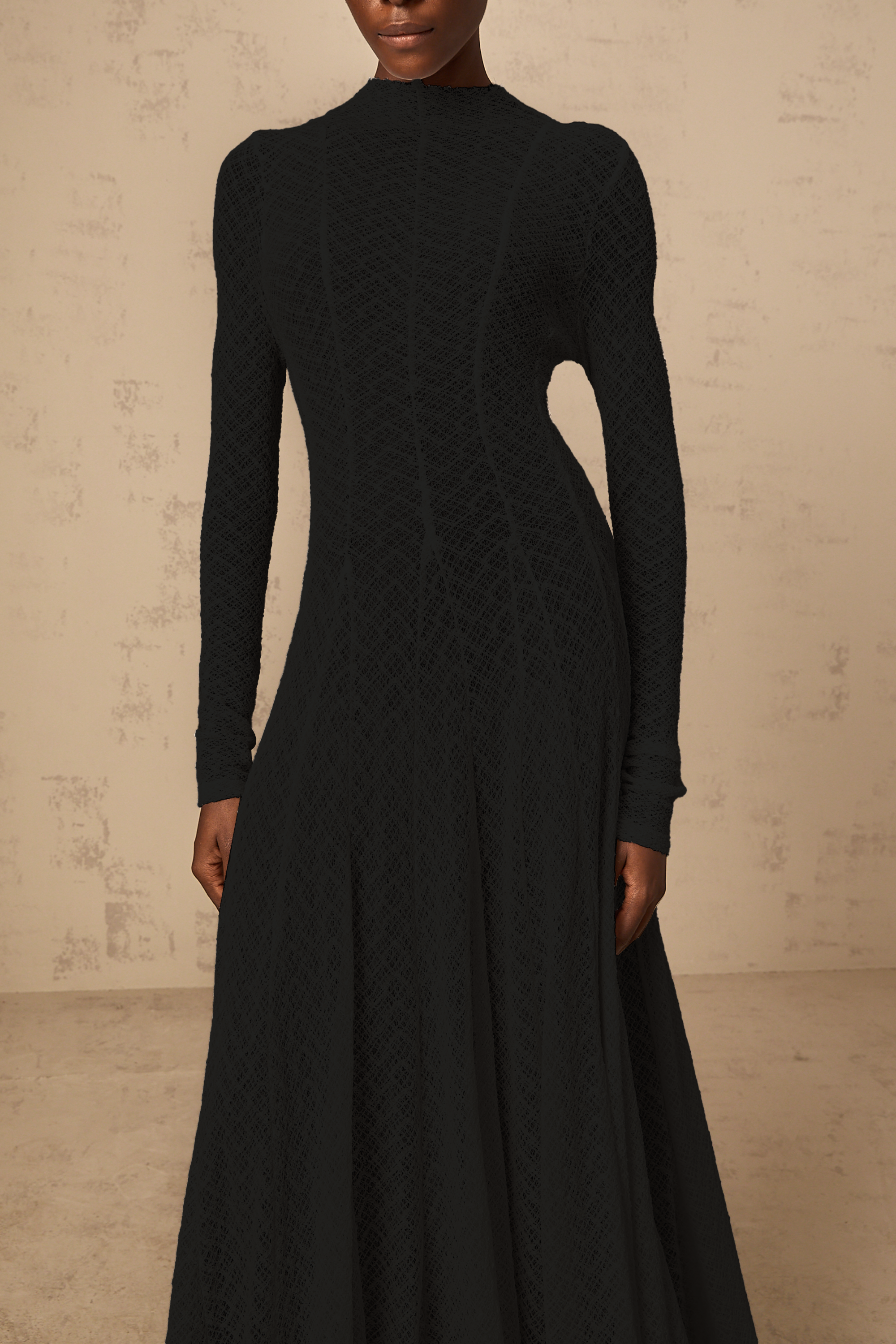Athena wavy-pattern lace maxi dress in Black (Final Sale-US Only)