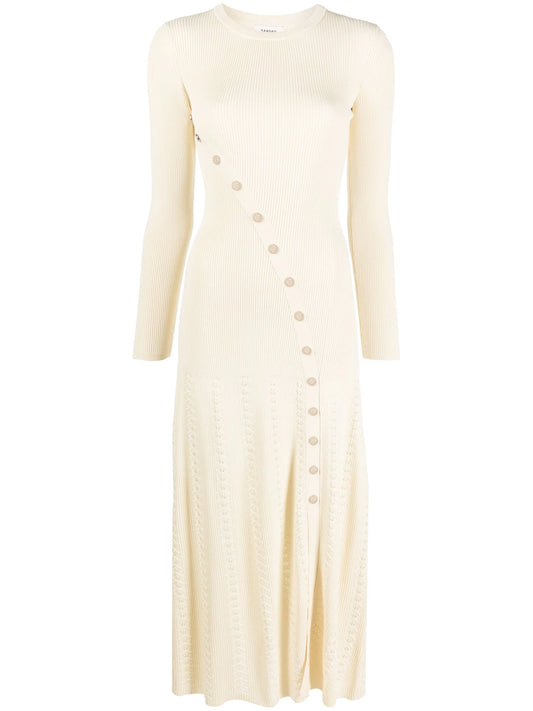 SANDRO ribbed-knit midi dress - Beige