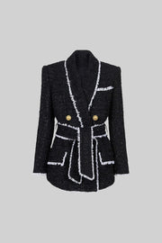 AMARA Double breasted tweed jacket - Black