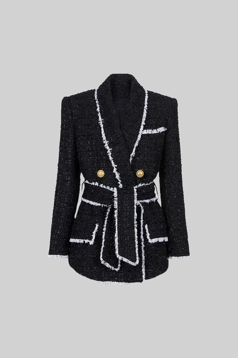 AMARA Double breasted tweed jacket - Black