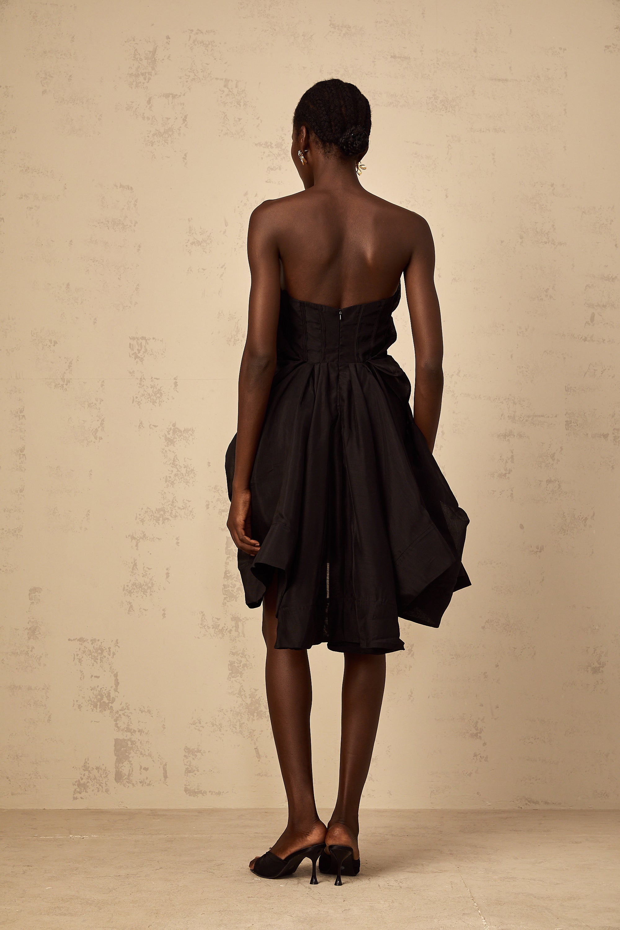 Elida Asymmetrical Pleated Cocktail Mini Dress
