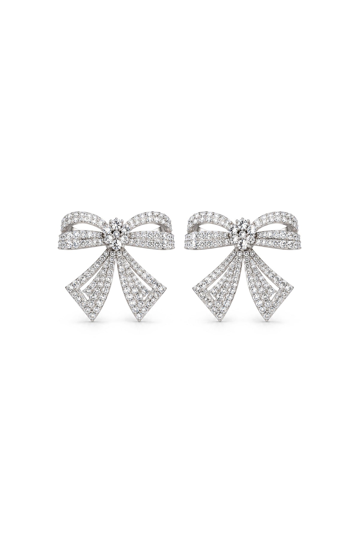 Aude Silver Crystal Bow Statement Earrings