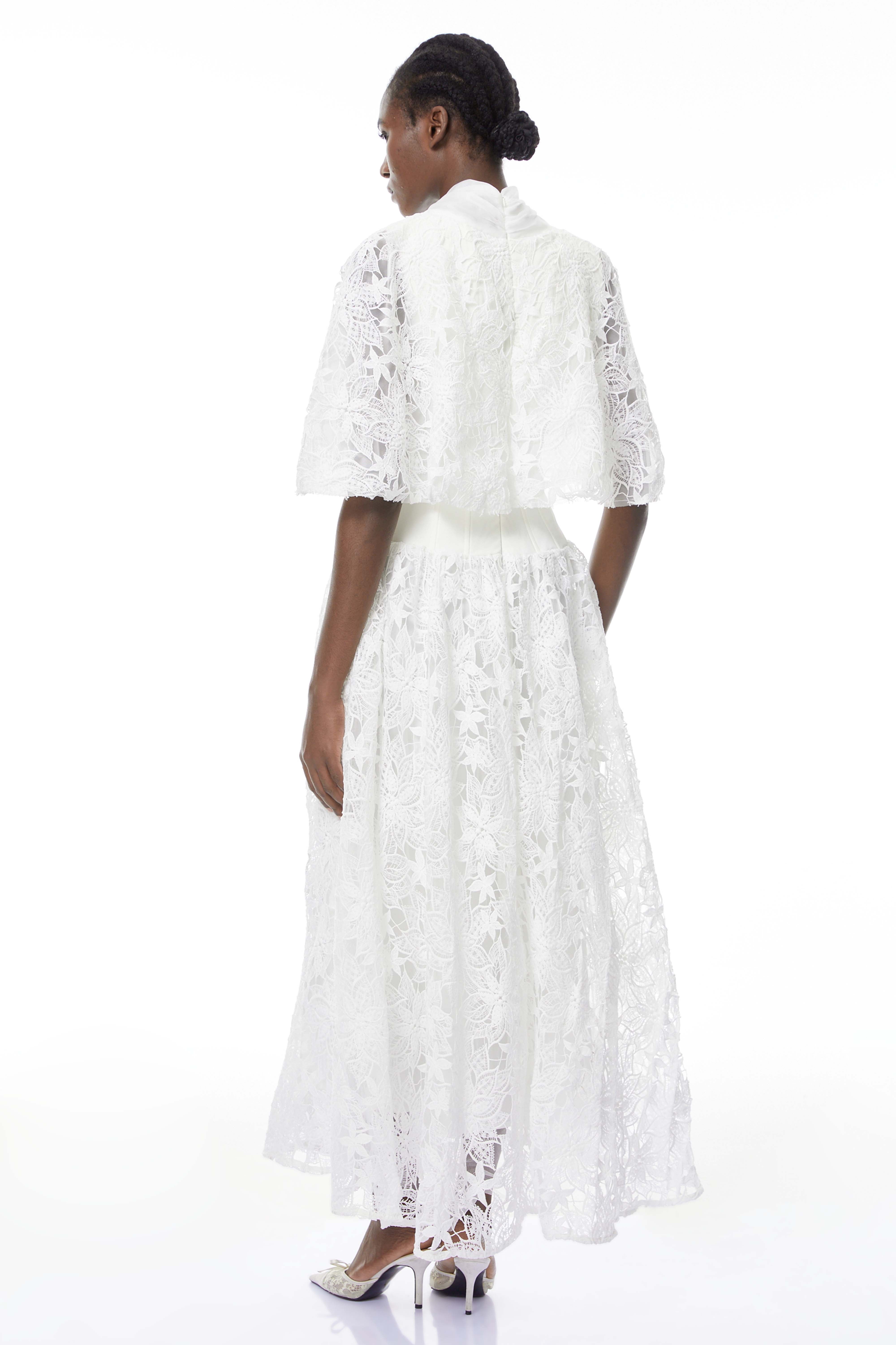 Sissel White Floral Lace Maxi Dress with Self-Tie