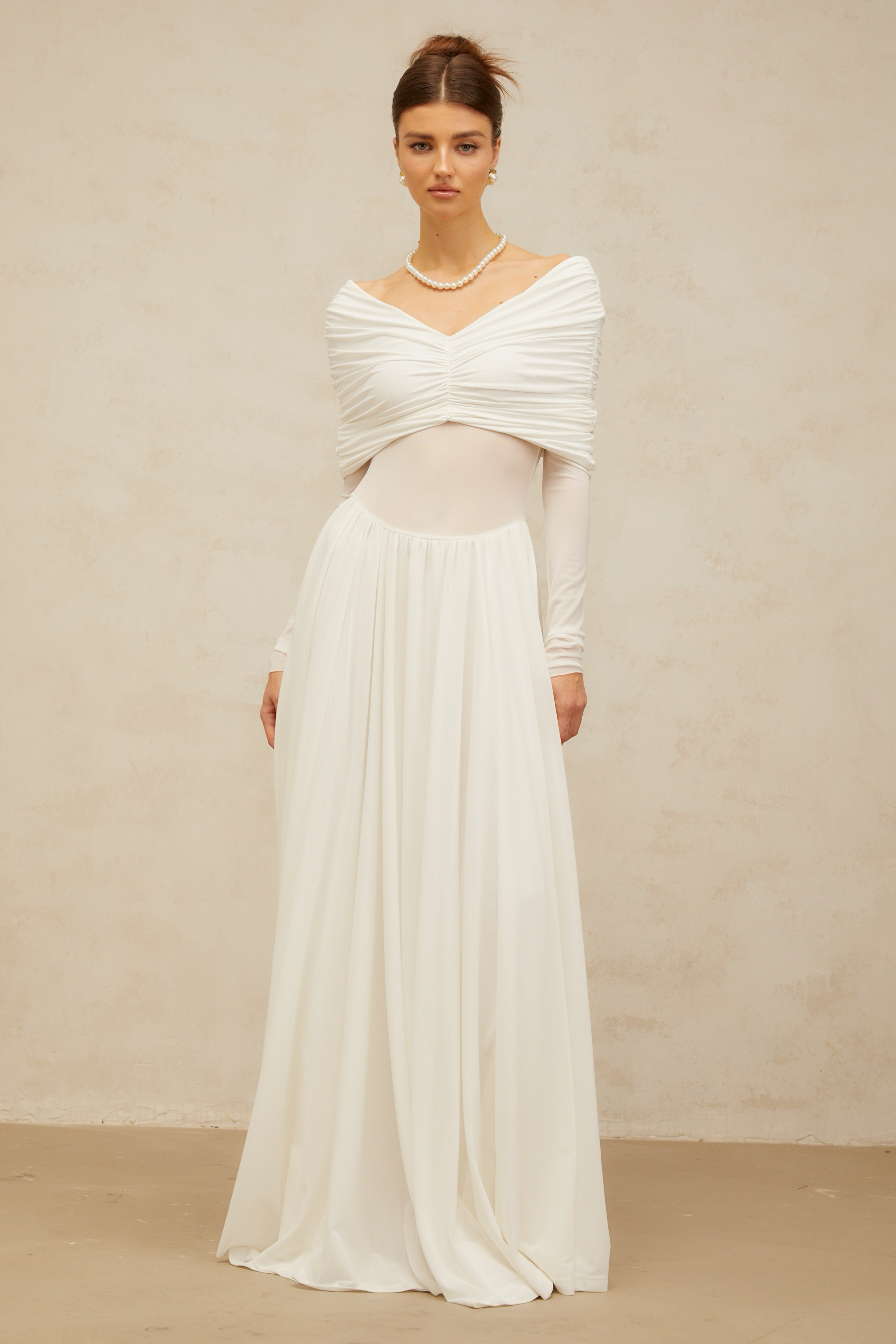 Vérane White Draped-detail Ruched Maxi Dress (Final Sale)