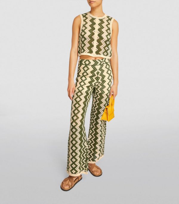 SANDRO  Crochet set  Sleeveless Cardigan and pants - Green