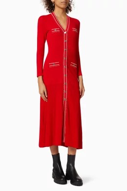 Sandro Esmeralda Midi Dress in Viscose Knit - red